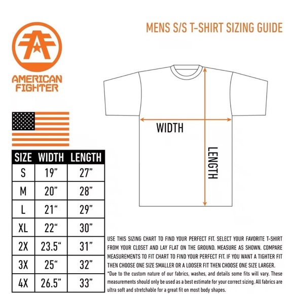 AMERICAN FIGHTER Martell Orange Black Athletic Fit Mens Crewneck T-shirt L-3XL - Picture 2 of 11